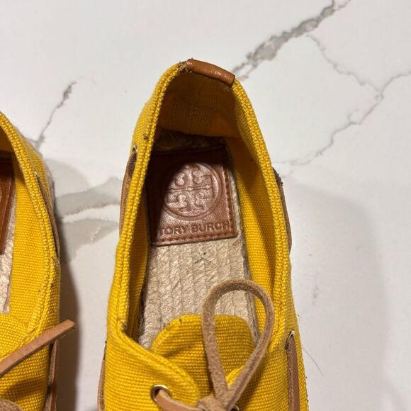 Tory Burch | Women’s Yellow Espadrilles Boat Shoes Jute Size 7 - Picture 11 of 13